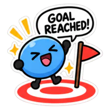 A Walky pedestrian celebrating, captioned “Goal reached”