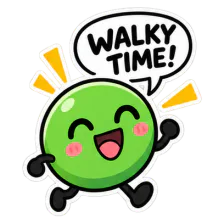 A Walky pedestrian cheering, captioned “Walky time!”